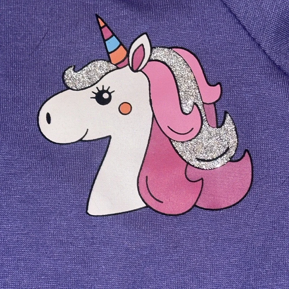 Bobbie Brooks Girls Purple Unicorn Sherpa Lined Hoodie Sweatshirt Size M 7/8 NWT